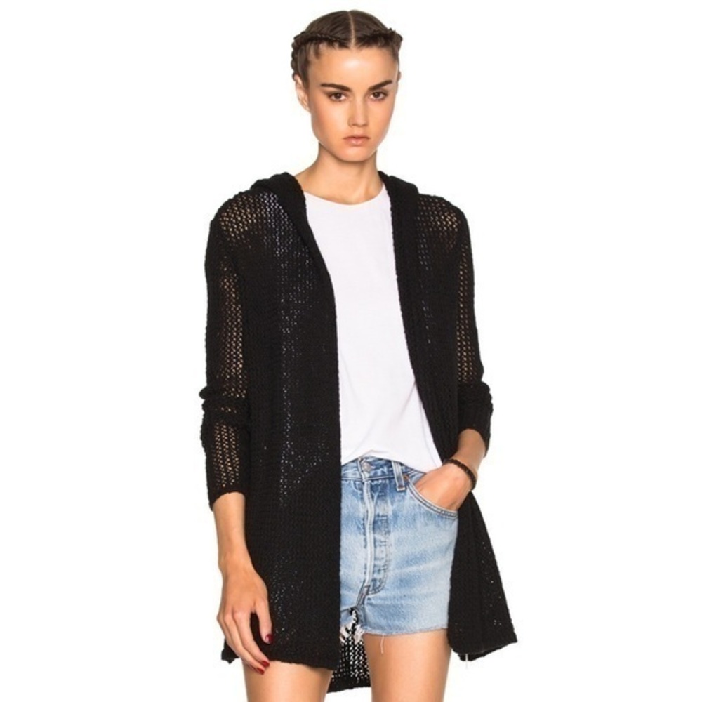 T by Alexander Wang Pointelle Hooded Cardigan